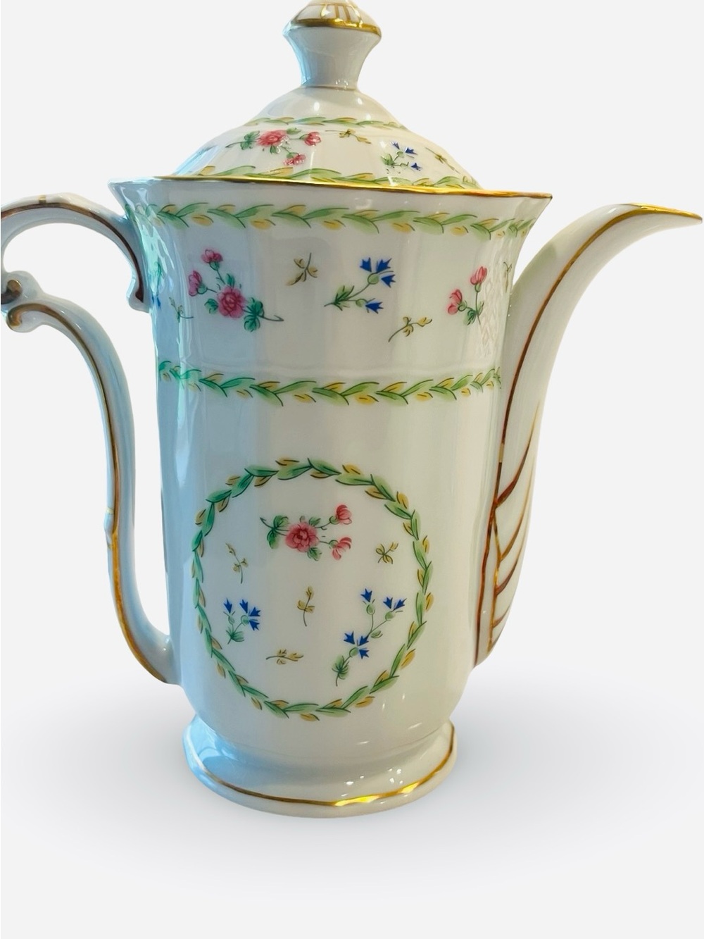 Bernardaud Limoges Artois Vert Fine Porcelain Coffee Pot Sugar Creamer Set - Picture 4 of 16